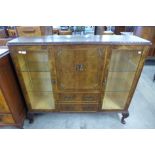 A burr walnut display cabinet