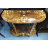 An Italian style inlaid walnut demi lune hall table