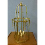 A French Style gilt metal hanging ceiling lantern (missing glass panes)