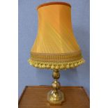 A brass table lamp