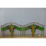 A set of four Art Nouveau stained glass window panes