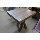 A rustic pine table