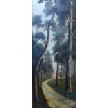 Lizzie Horsley, pair of rural forest landscapes, oil on board, dated 1899, 61 x 22cms, framed
