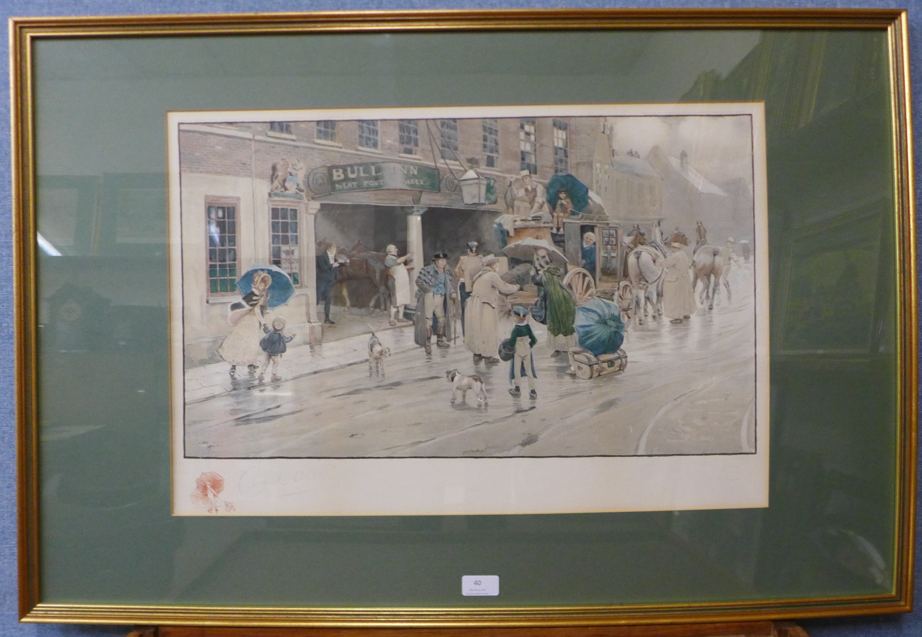 A signed Cecil Charles Windsor Aldin print, The Dover Road, The Bull At Dartford, with Lawrence & - Image 2 of 5