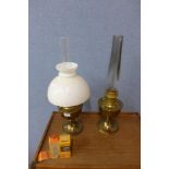 Two brass oil lamps