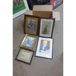 A Spy print, barrister, a Burnett oil, city street scene, a small watercolour and a coloured print