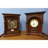 Two 19th Century beech mantel clocks