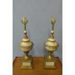 A pair of painted brass table lamp bases