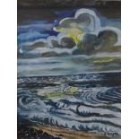Edward Morgan, sea landscape, watercolour and gouache, 20 x 15cms, framed