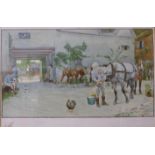 A signed Cecil Charles Windsor Aldin print, The Exeter Road, The White Hart At Hook, with Lawrence &
