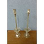 A pair of glass table lamp bases