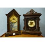 Two 19th Century American beech shelf clocks
