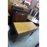 Two George III oak corner cupboards and a Victorian mahogany Pembroke table