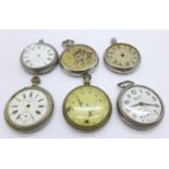 Six pocket watches, a/f