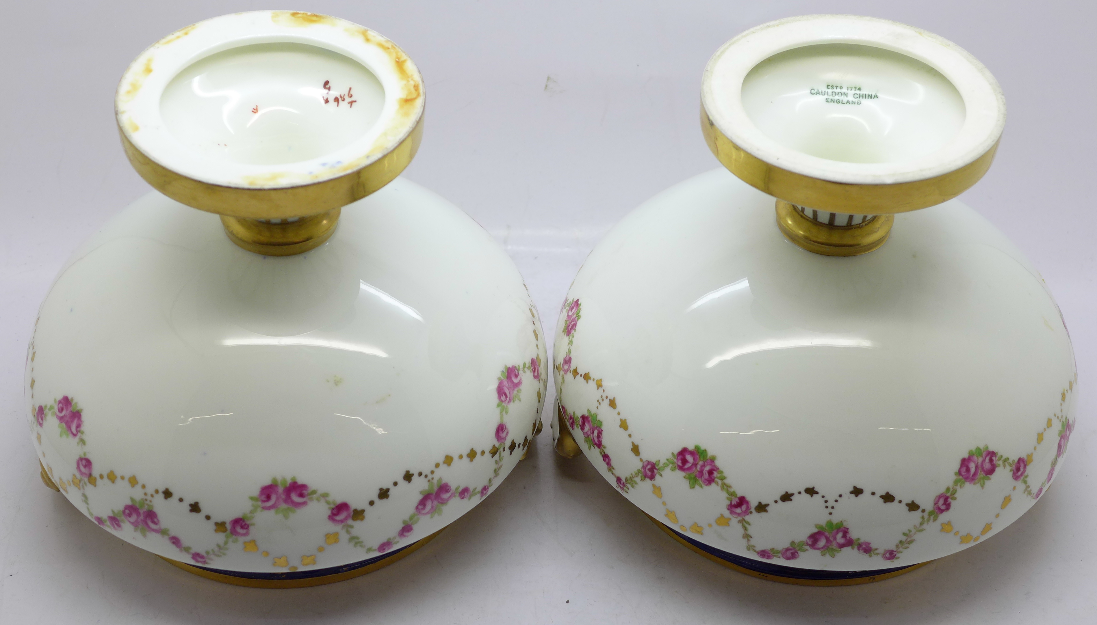 A pair of Cauldon China two handled vases - Image 4 of 6