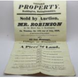 An auction document, sale of properties and land at Ruddington, 1828