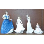 Four Royal Doulton figures, Helen, Good Luck, Ninette, and Thinking of You, Thinking of You a/f