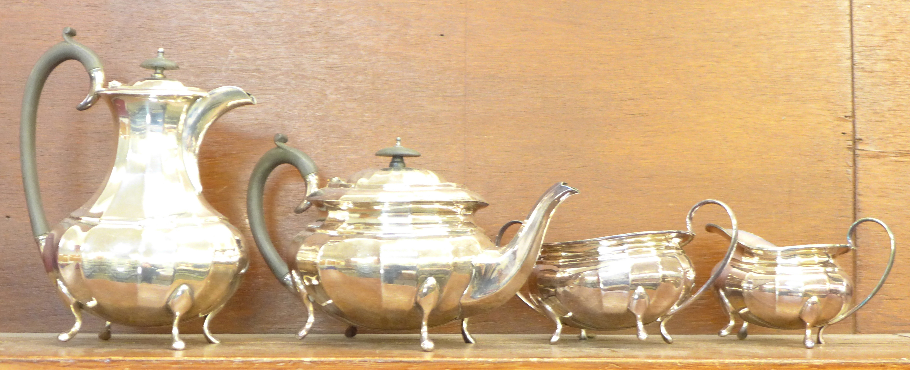 A four piece silver plated tea service