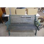 A cast iron ended garden bench