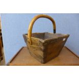 A wooden trug