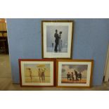 Three Jack Vettriano prints, framed