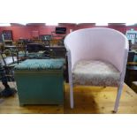 A Lloyd Loom style linen basket and chair