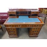 An Edward VII Maple & Co. inlaid mahogany pedestal desk