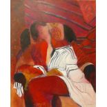 Edith Ortoli, Femme a la Choniserayee, oil on canvas, 92 x 74cms, unframed