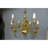 A Dutch brass chandelier