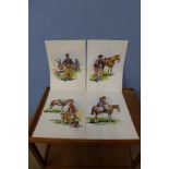 Louey de Beaufort (1950's), four studies of cowboys, watercolour, 39 x 28cms, unframed and a