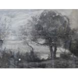 A signed P. Mally artists proof etching, The Shepherd Boy, after Corot, 39 x 50cms, framed