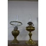 Two brass oil lamps
