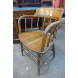 A Victorian oak Captains office chair