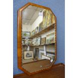 An Art Deco walnut framed mirror