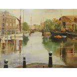Stan Wormald, St. Katherine's Dock, London, watercolour, 46 x 60cms, framed