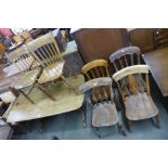 Six assorted Victorian kitchen chairs