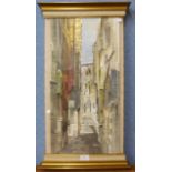Jack Penton, Calle Pessara, Venice, tempera on gesso panel, framed