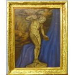 Continental School, classical made nude with angels, oil on board, 56 x 43cms, framed