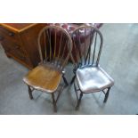 A pair of elm and beech Windsor chairs