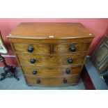 A Victorian mahogany bow front chest of drawers