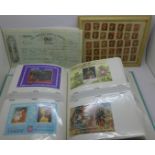 Penny red postage stamps, loose stamps and an album of stamps including stamp booklets