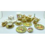 Two Coalport miniature tea services, other miniature china, two items of Derby Posies and an