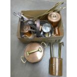 A collection of copper, graduated pans and measures, etc. **PLEASE NOTE THIS LOT IS NOT ELIGIBLE FOR