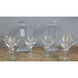 A pair of glass candlesticks and six cocktail glasses **PLEASE NOTE THIS LOT IS NOT ELIGIBLE FOR