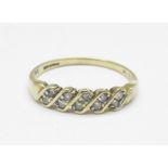 A 9ct gold, ten stone diamond ring, 1.9g, S