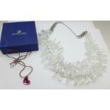 A Swarovski crystal necklace and a large crystal necklace