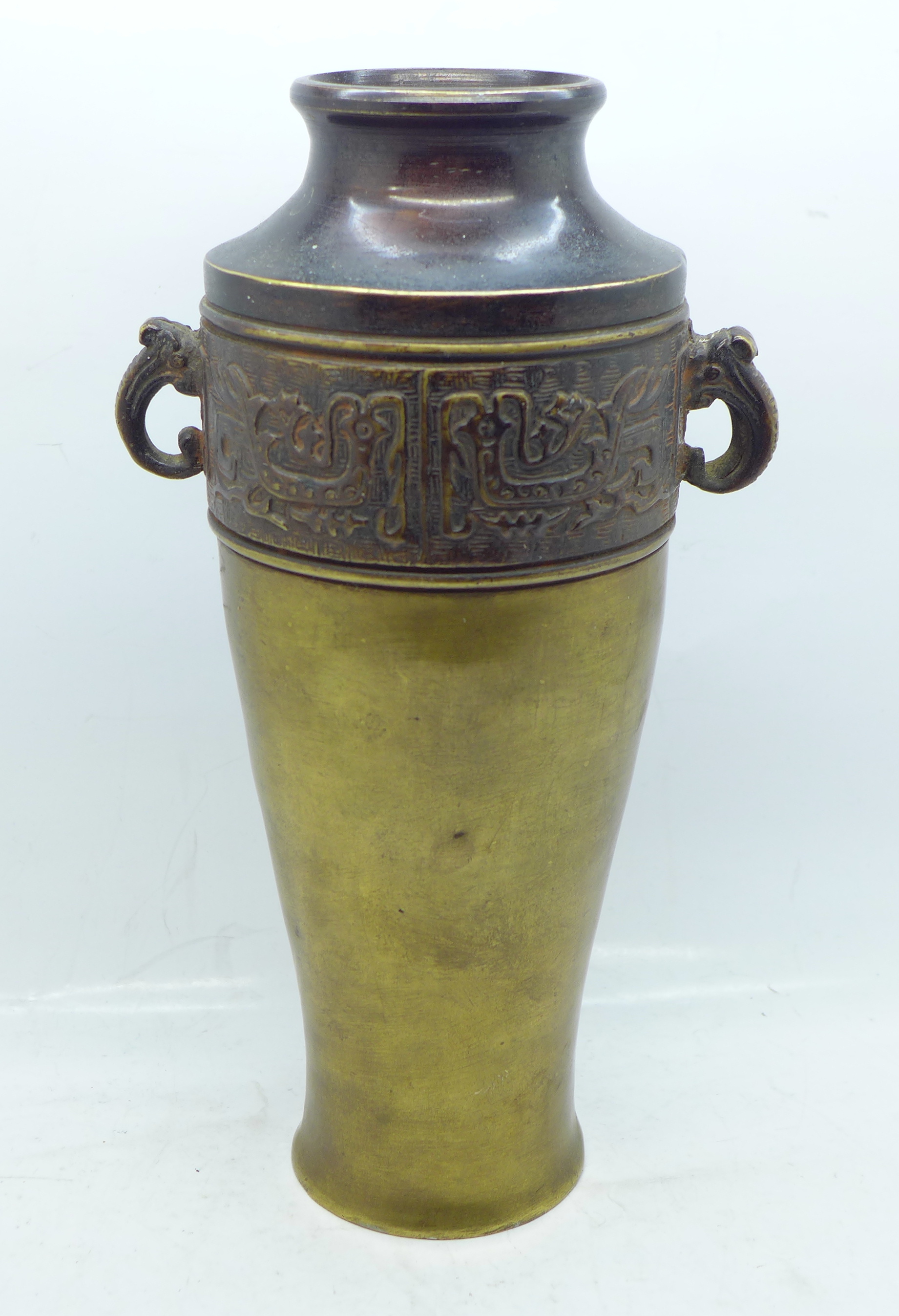 A Japanese bronze vase, 24cm