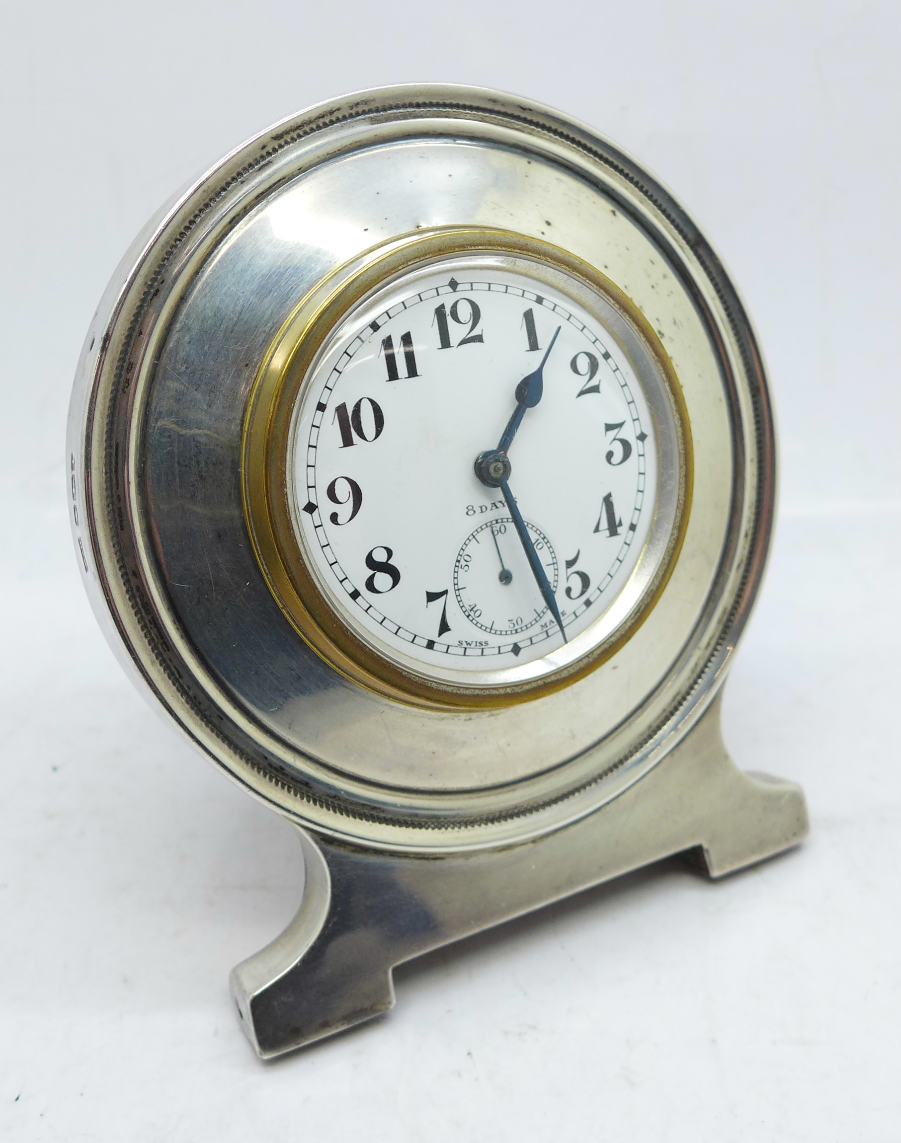 A silver framed 8-days clock, a/f - Image 2 of 2