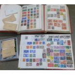 A collection of world stamps in three albums and some loose stamps