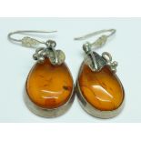 A pair of amber earrings